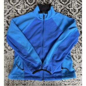 LL Bean PolarTec Fleece Sweater Womens Medium Full Zip High Neck Blue